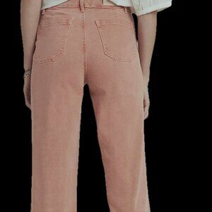 Paige Nellie Wide Leg Cropped Vintage Blush Orange Poppy Jeans in Size 26